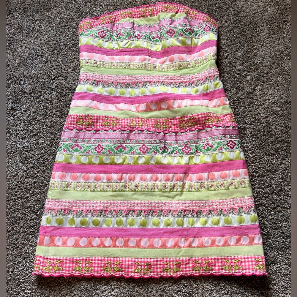 Lilly Pulitzer Strapless Garden Teaparty Dress Size 6